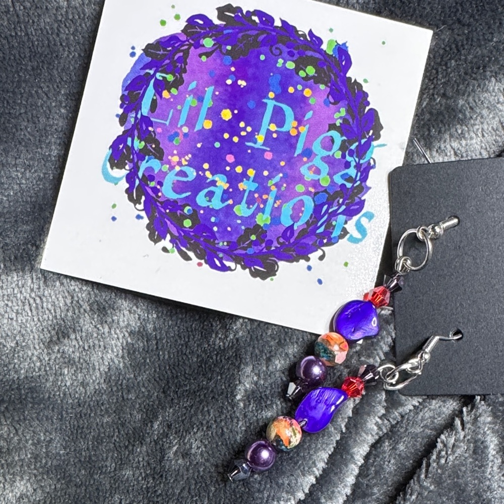 Purple Beaded Earrings